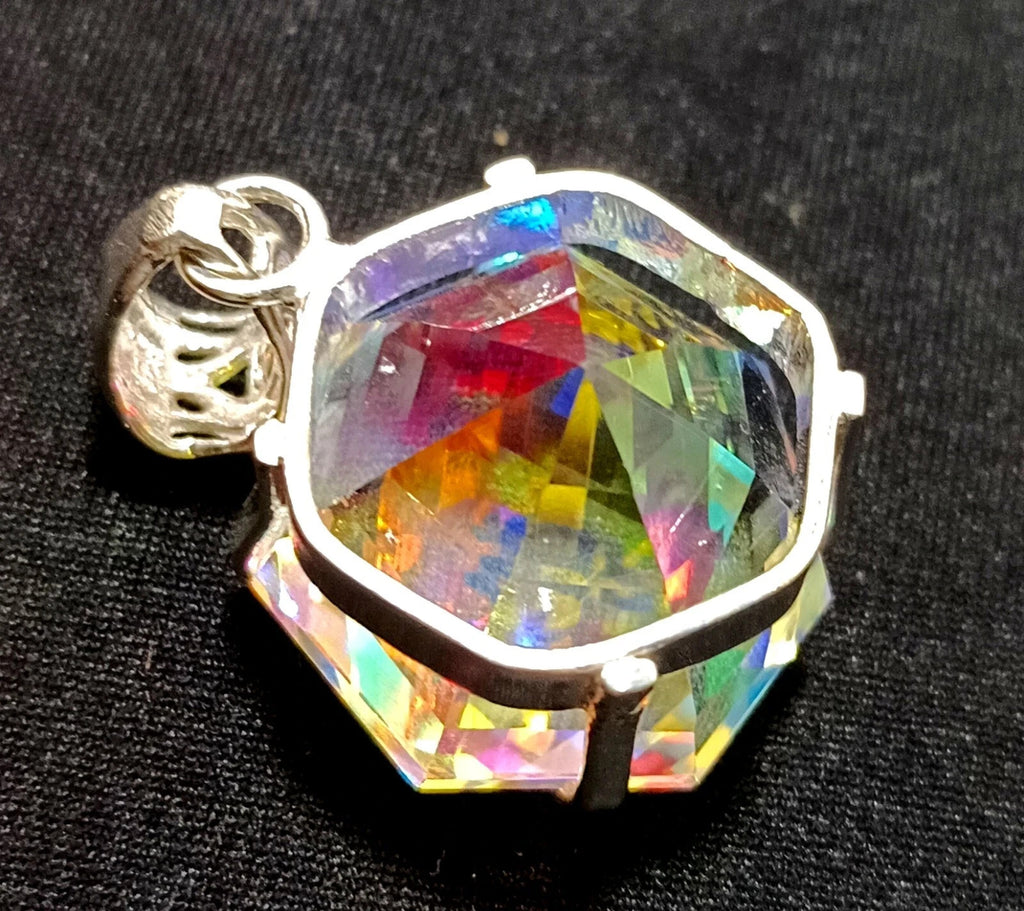 EGL 60.15 Ct+ Natural Mystic Topaz Hexagon Cut 925 Solid Silver Pendant Gemstone