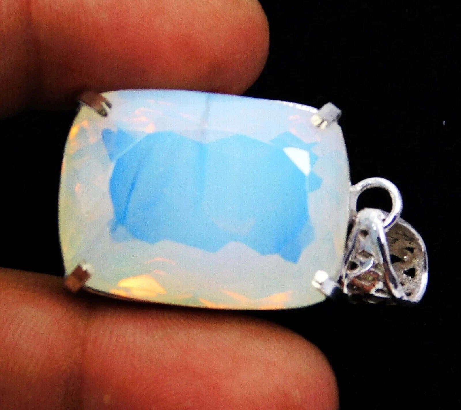 74 CT EGL Certified Natural Welo Opal 925 Solid Silver Pendant Loose Gemstone