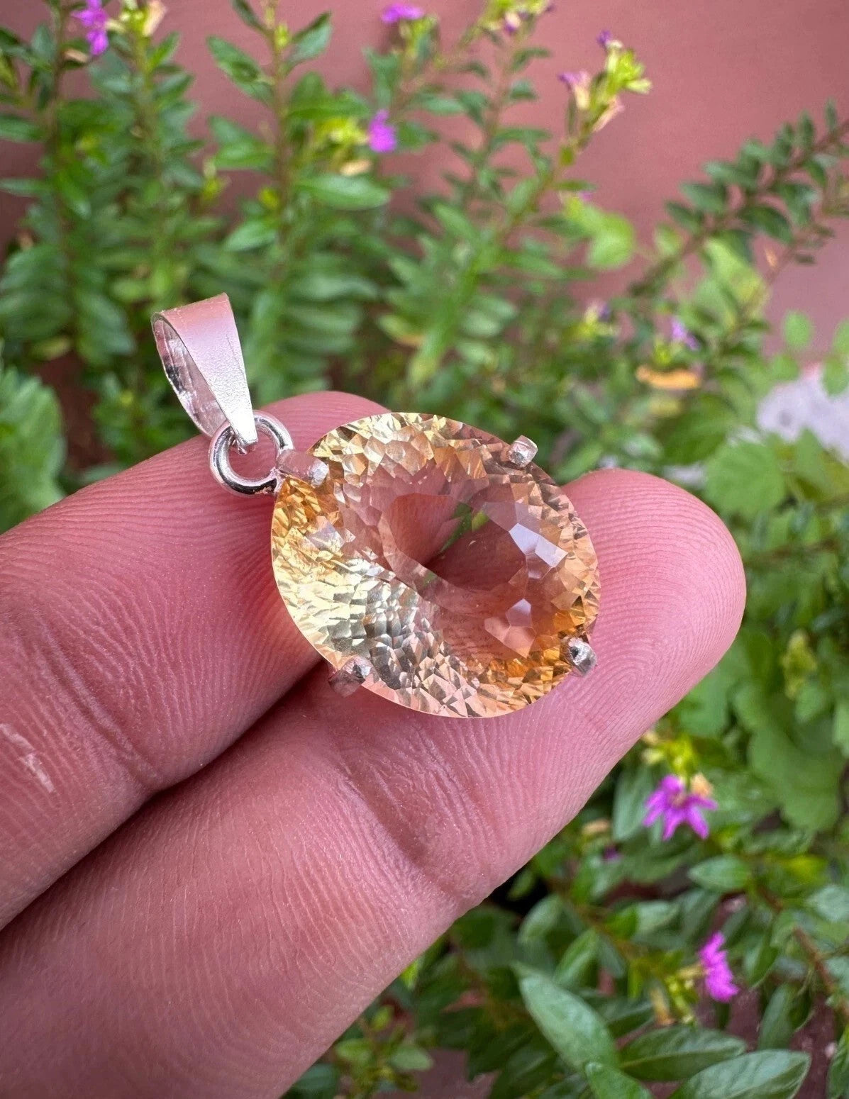 CERTIFIED 21.30 CT Natural CITRINE QUARTZ Gemstone 925 Solid Silver Pendant