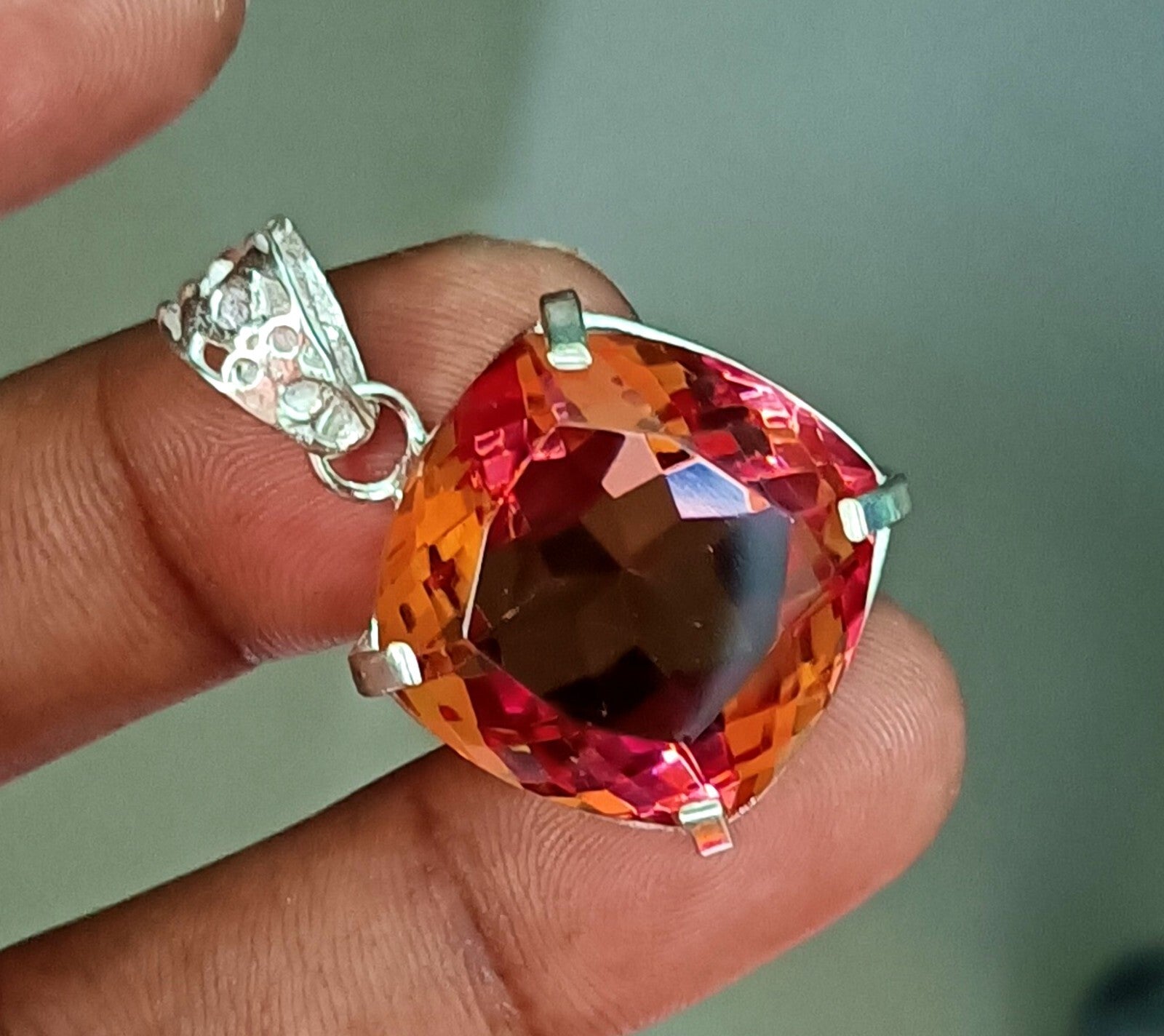 60.55 Ct Natural Zultanite 7 Color Pendant 925 Silver Loose Certified Gemstone