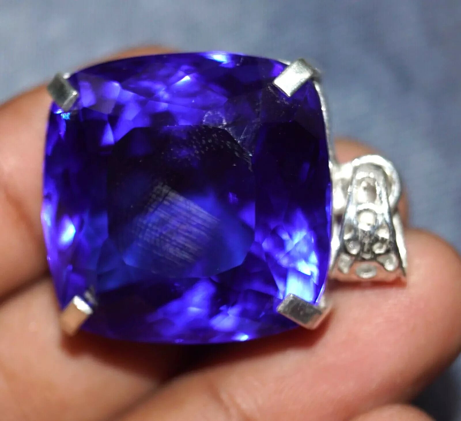 97.35 Ct Natural Topaz 925 Solid Silver Pendant Certified Cushion Loose Gemstone