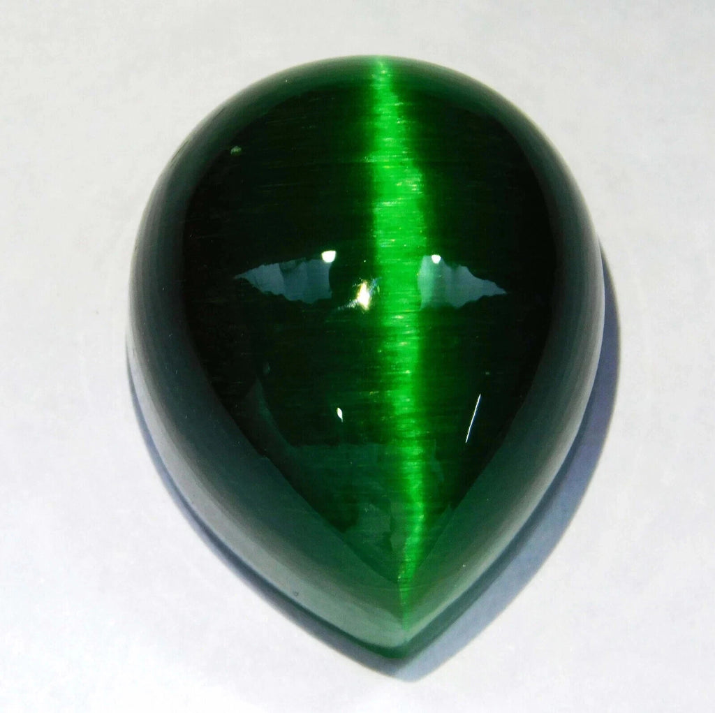 13.25 Ct NATURAL BRAZILIAN Green Cat Eye Loose Cabochon Cut Certified GEMSTONE