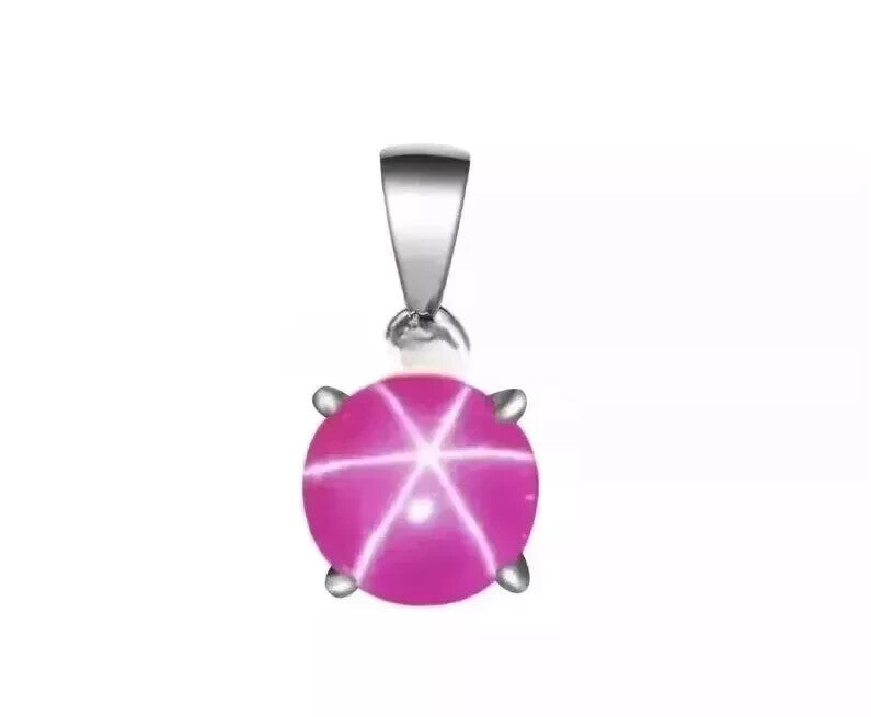 Certified Natural Pink Star Ruby Pendant 925 Solid Silver 20.60 Ct+ Round Gems