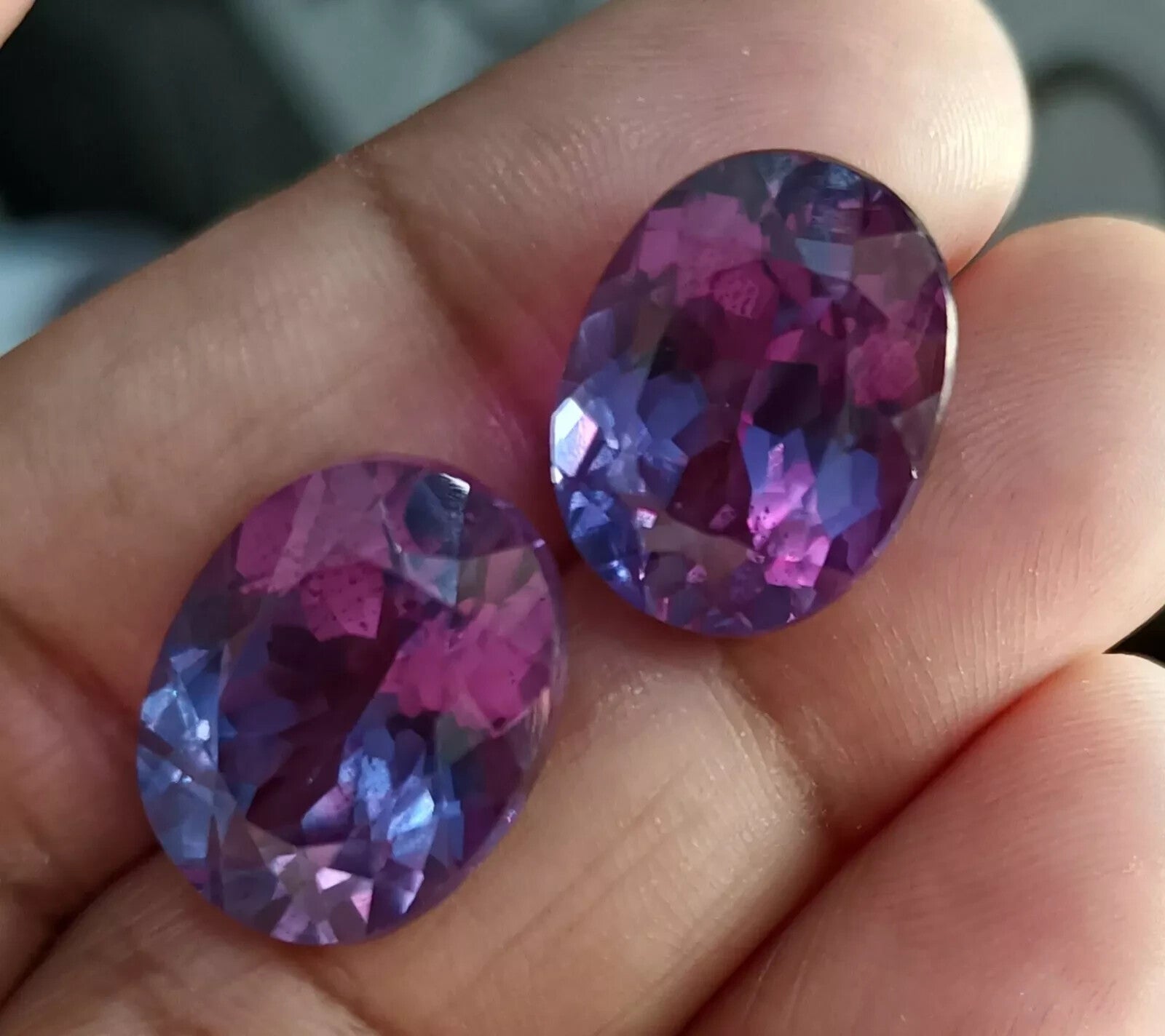 Natural 32 EGL Certified Alexandrite Color Change OVAL Cut Loose Gemstone 2 PCS