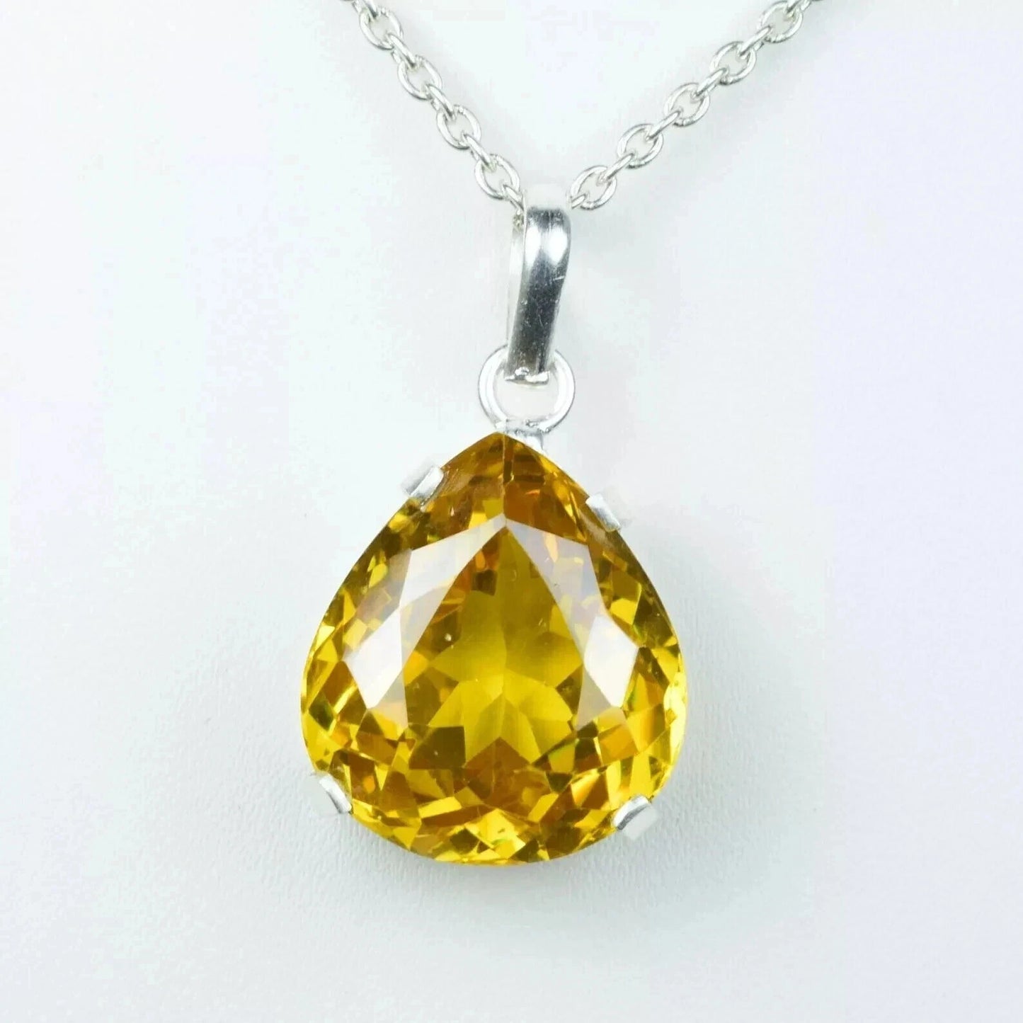 Natural Zircon Yellow Pendant 50.20 Ct+ Solid Silver Certified Flawless Gemstone