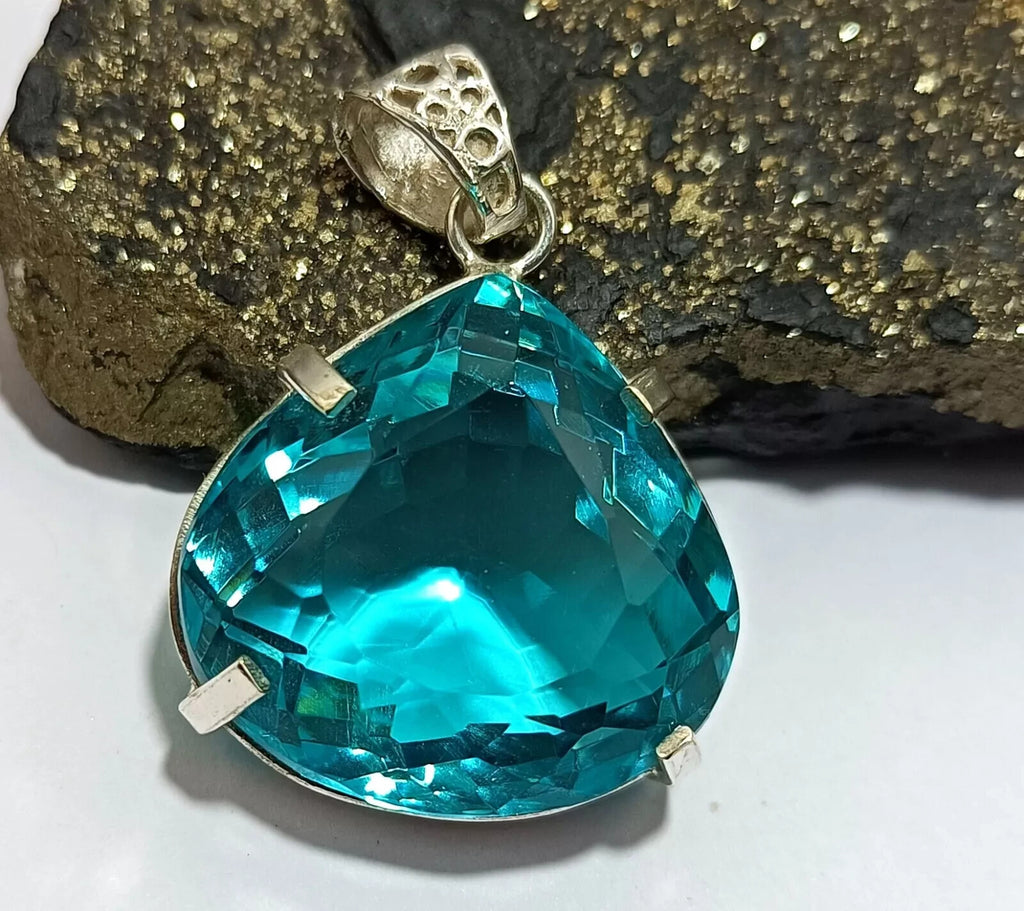 91.05 Ct Certified Lab-Created Topaz 925 Solid Silver Pendant Loose Gemstone