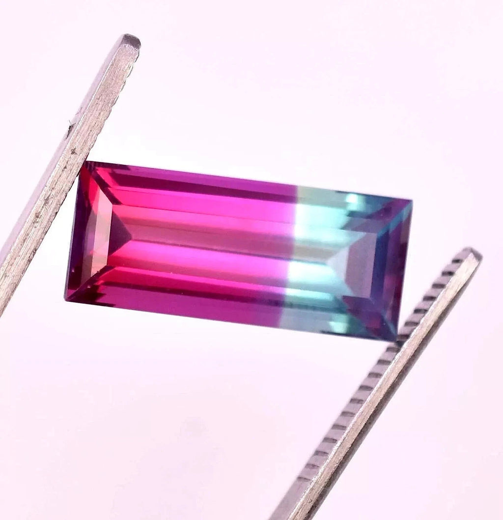 12.40 Ct Natural Bio- Color Tourmaline Emerald Cut Certified Loose Gemstone