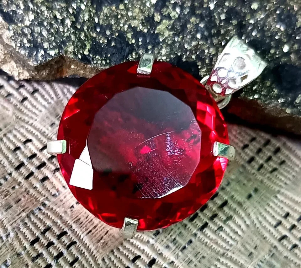 Certified Natural 84 Ct Brazilian Red Round Cut Topaz Pendant Loose Gemstone