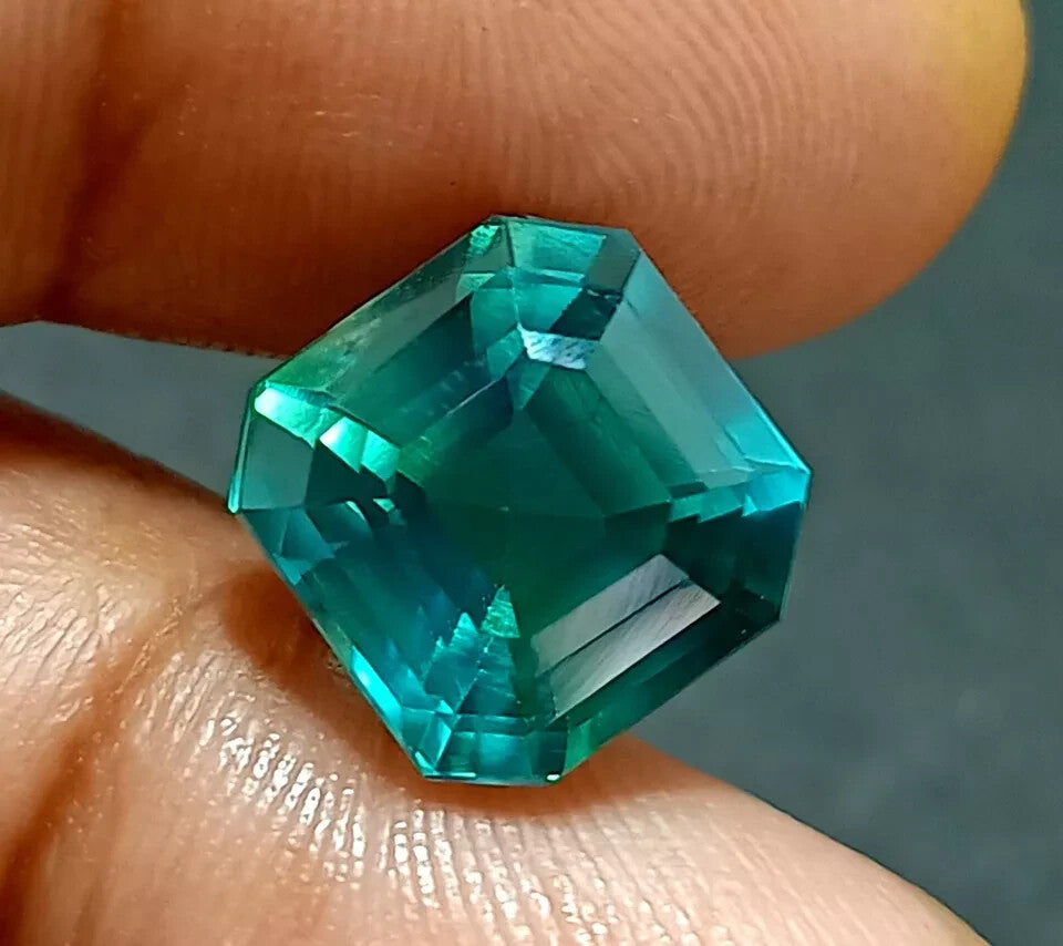 9.20 Ct Natural Green Sapphire Flawless EGL Certified Asscher Cut Loose Gemstone