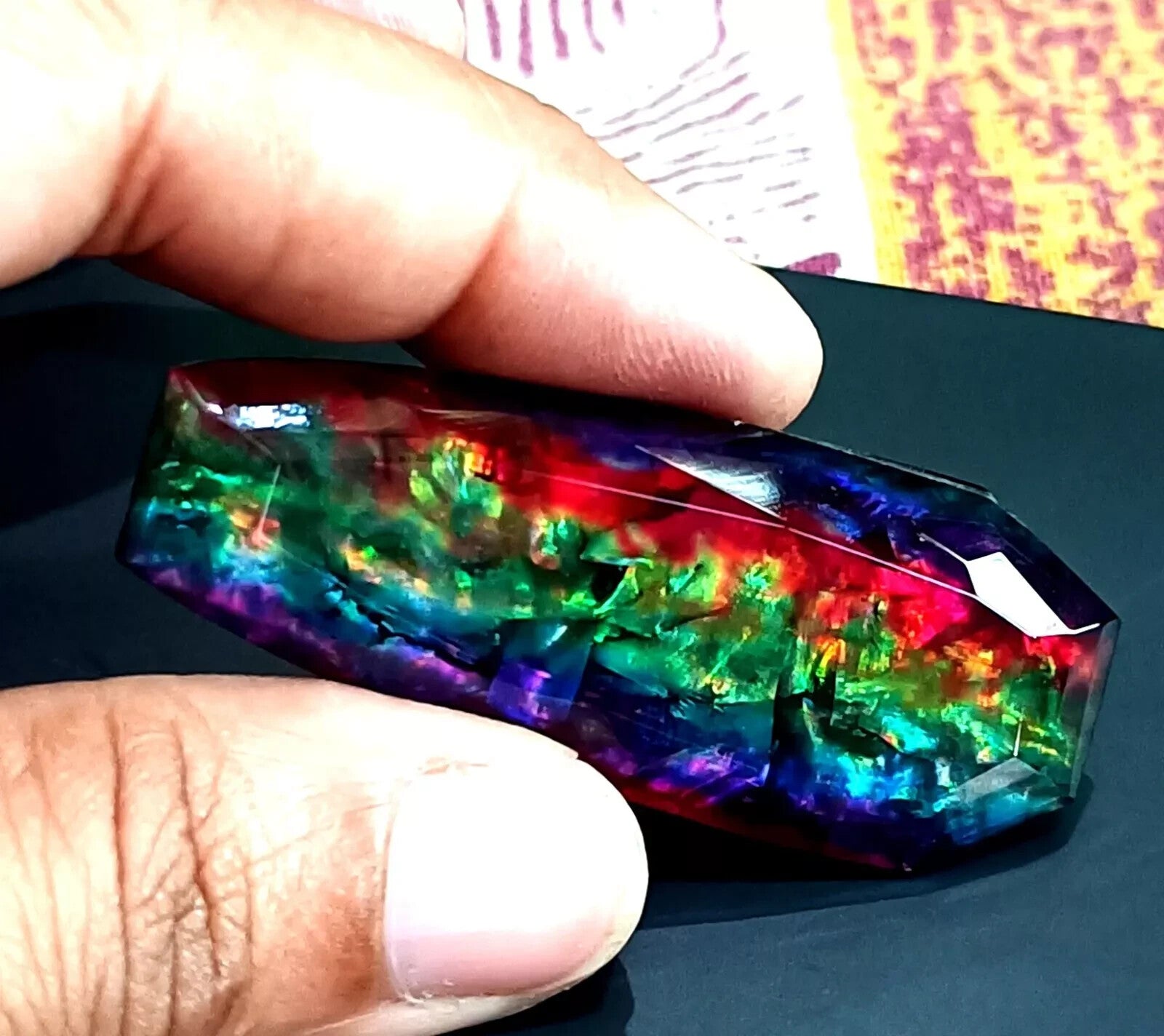 59.49 Ct Natural Ammolite Opal-Like Organic Fancy Doublet Loose Rare GEMSTONE