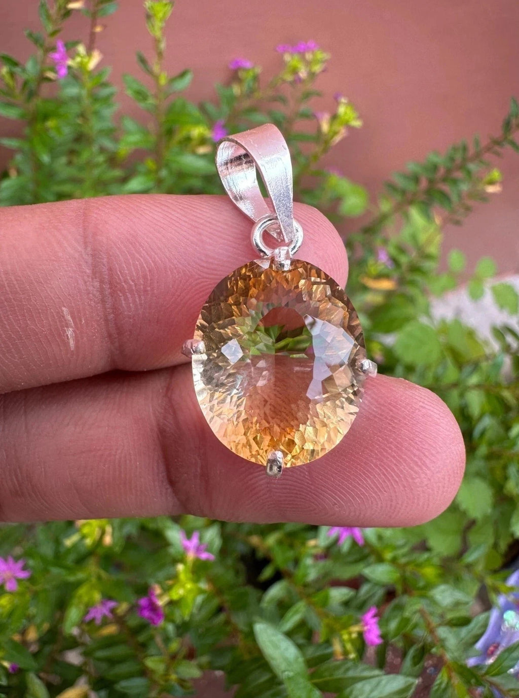 CERTIFIED 21.30 CT Natural CITRINE QUARTZ Gemstone 925 Solid Silver Pendant