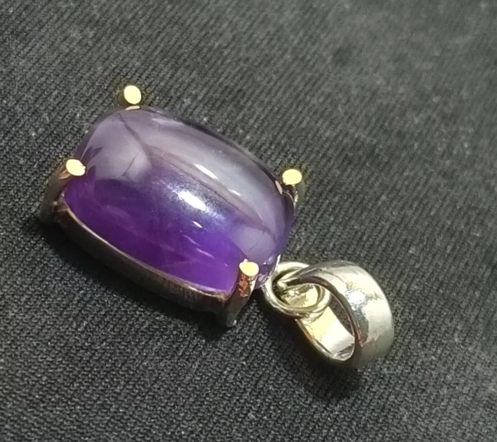 Flawless Natural PURPLE Amethyst 24.90 Ct Sterling Silver Cabochon A++ Pendant