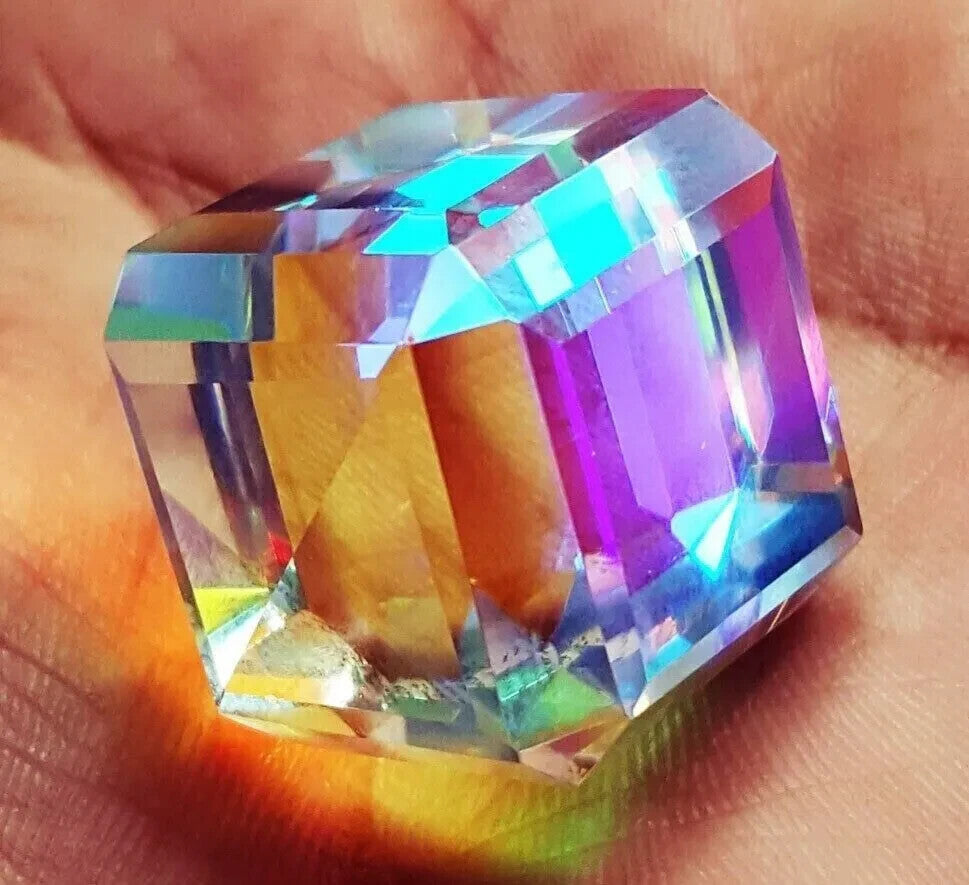 EGL Certified 165 Ct Natural Cube Cut Rainbow Color Mystic Quartz Loose Gemstone