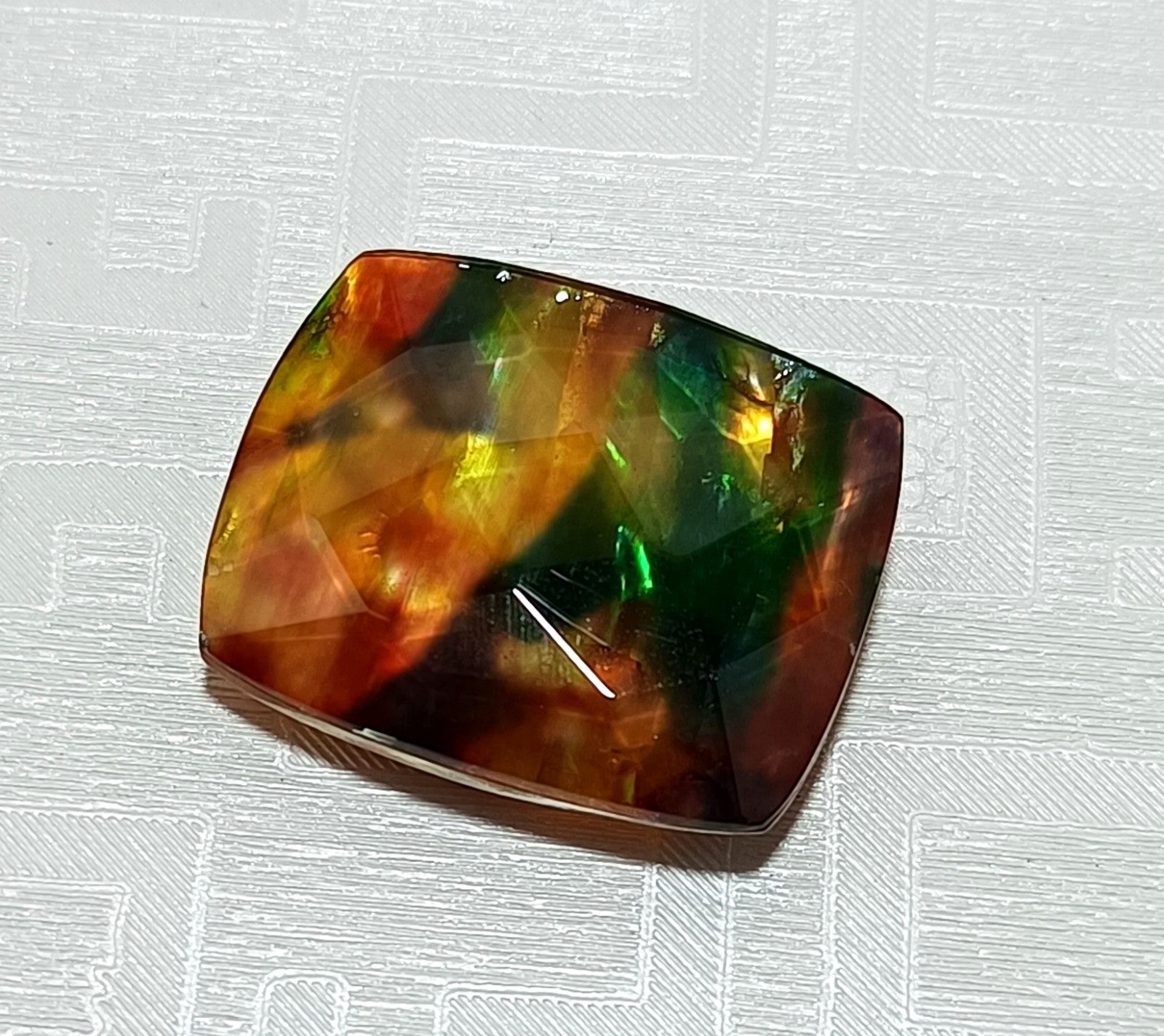 23.05 Ct Natural Ammolite Cushion Opal-Like Organic Doublet Rare Loose GEMSTONE