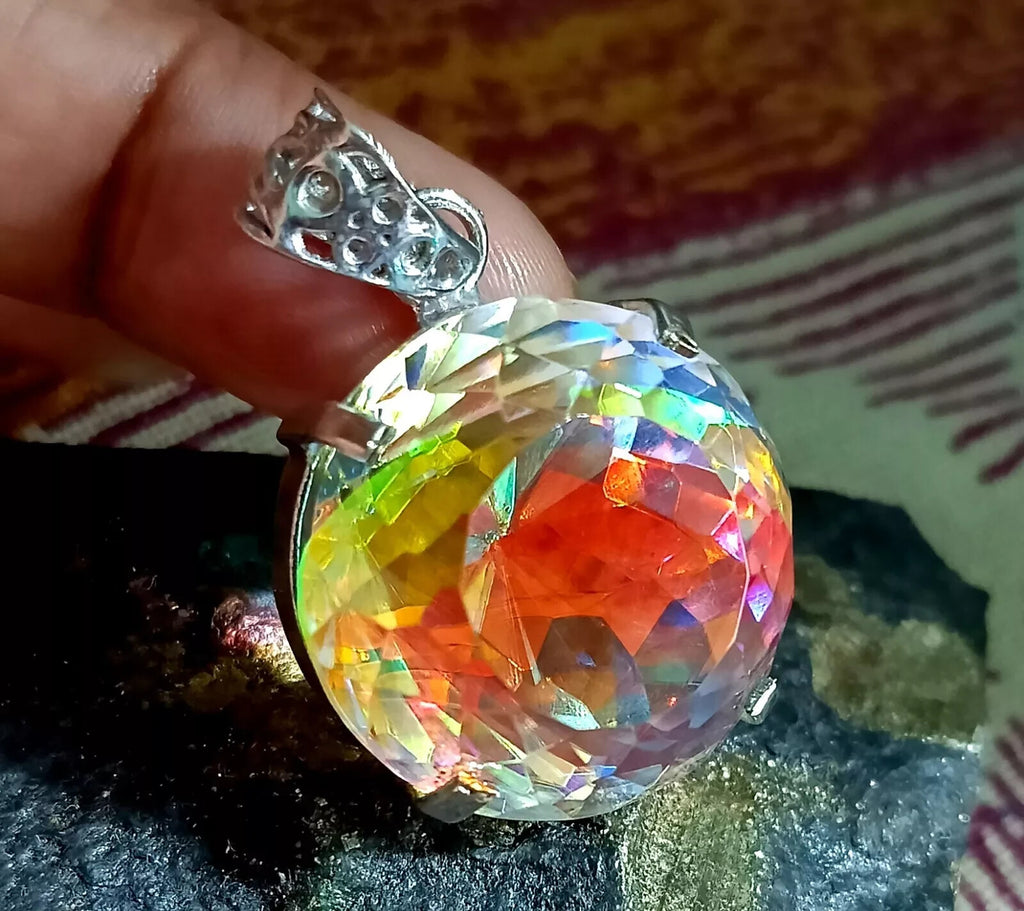 85.20 Ct EGL Certified Natural Mystic 925 Solid Silver Pendant Loose Gemstone