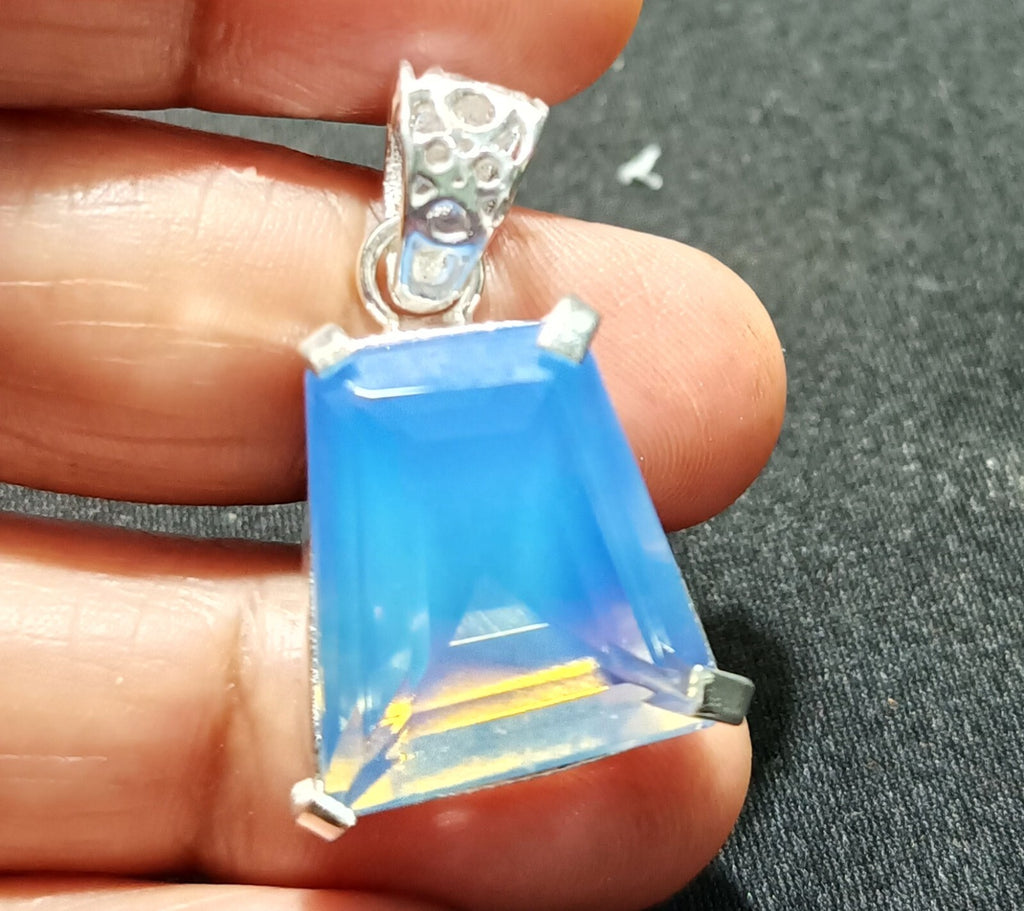 EGL Certified 37.70 Ct Natural Opal 925 Solid Silver Pendant Loose Gemstone