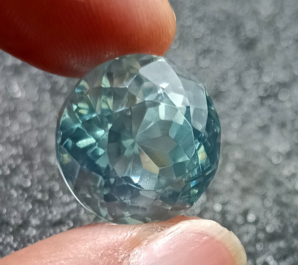 Certified Natural Water Blue Zircon 60.55 Ct Cambodian Round Cut Loose Gemstone