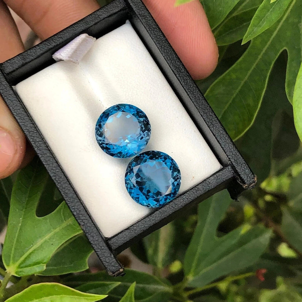 30 Ct 2 Pcs Natural Swiss Blue Sapphire GIE Certified Round Cut Loose Gemstone