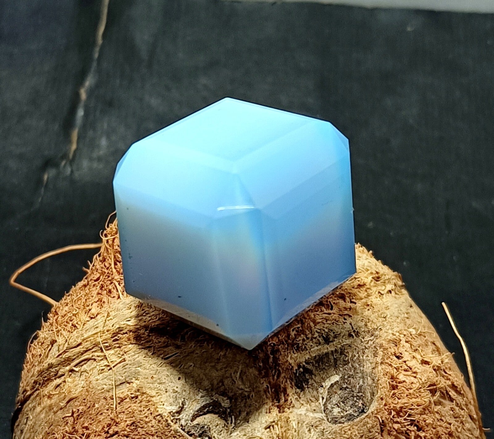 137.95 Ct Natural Blue Fire Opal Cube Cut Welo Australian EGL Certified Gemstone