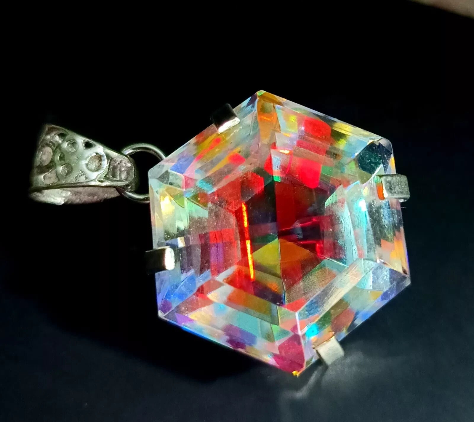 EGL 64.70 Ct+ Natural Mystic Topaz Hexagon Cut 925 Solid Silver Pendant Gemstone
