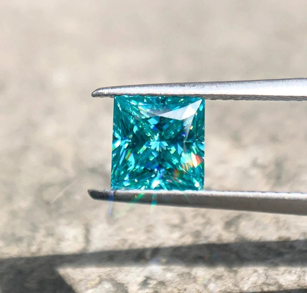 Blue Color Diamond 3 Ct Lab Grown Princess Cut VVS1 D Grade Certified Stone