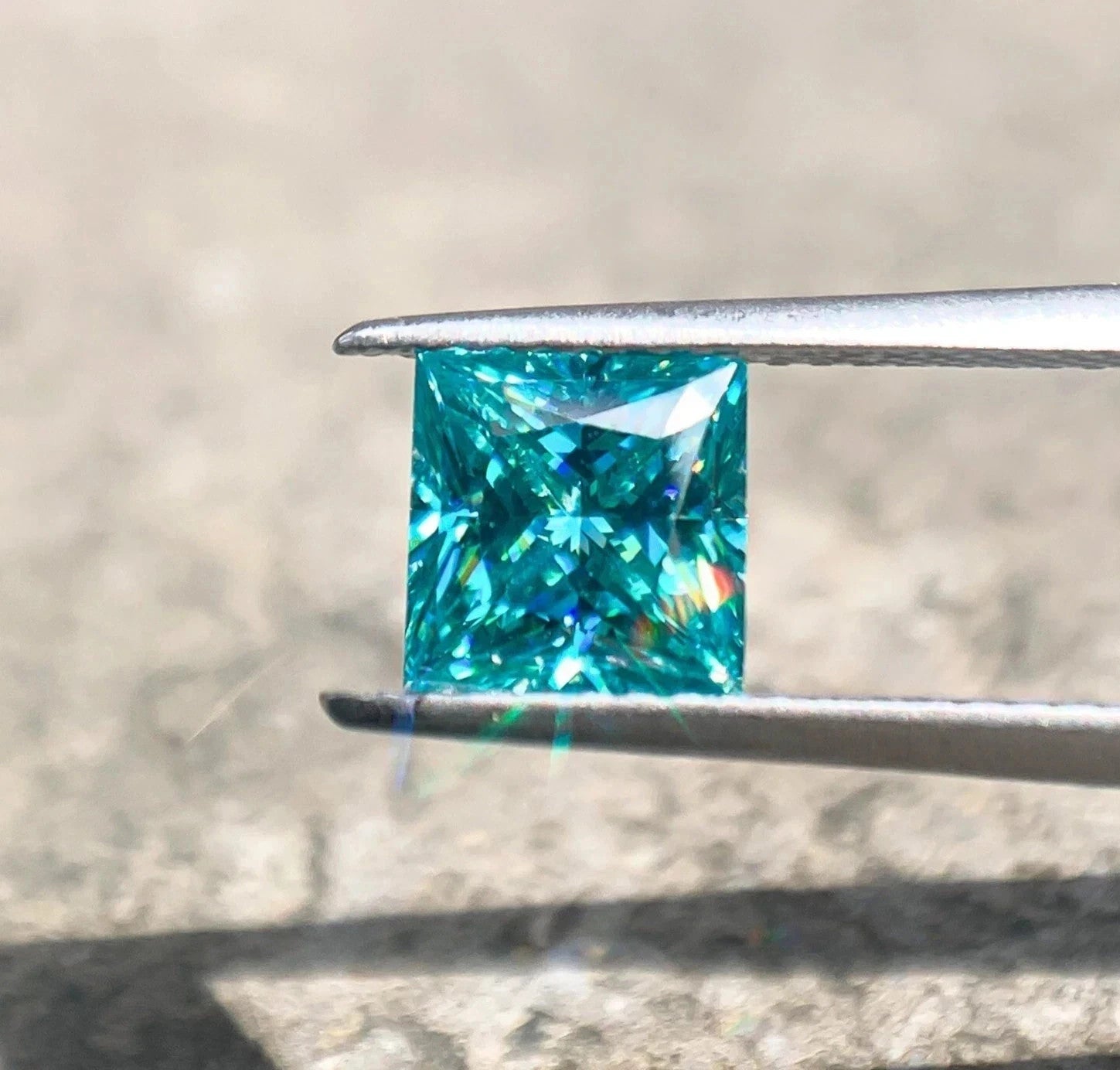 Blue Color Diamond 3 Ct Lab Grown Princess Cut VVS1 D Grade Certified Stone