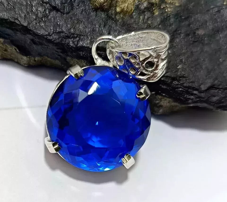 Natural Royal Blue Sapphire 30.35 Ct 925 Solid Silver Beautiful Pendant Gemstone