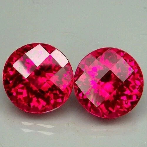 15 Ct 2 PC Natural Red Ruby Round Checkerboard Cut Loose Certified Gemstone