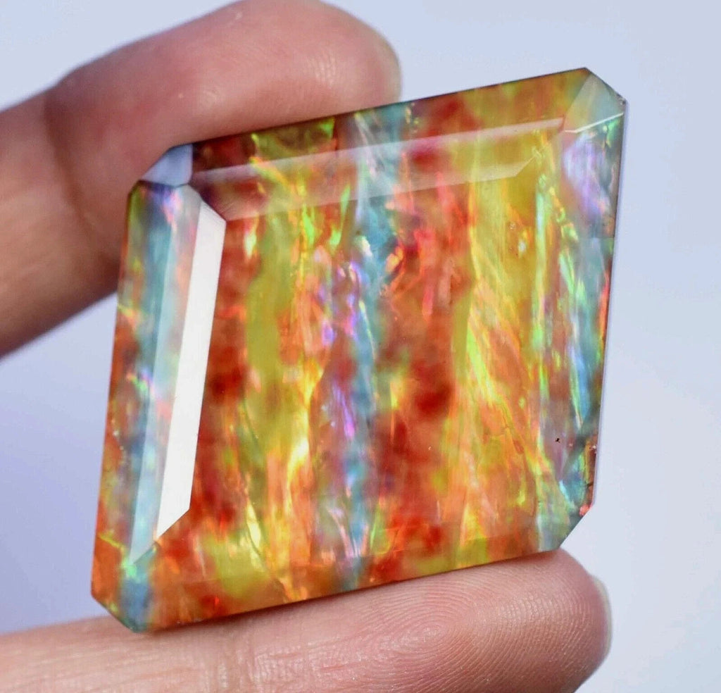 85.10 Ct Natural Ammolite Opal-Like Organic Fancy Doublet Loose Treated GEMSTONE