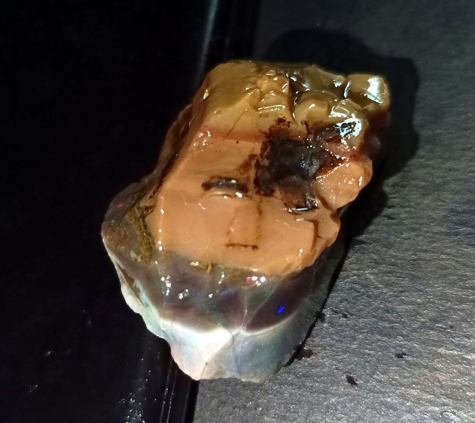 A++Play of Color 61.25 Ct Natural Ethiopian Black Opal Welo Rough LOOSE GEMSTONE