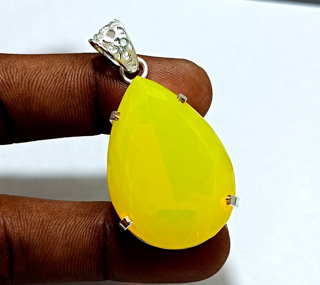 EGL Certified 108.90Ct Natural Opal 925 Solid Silver Pear Pendant Loose Gemstone