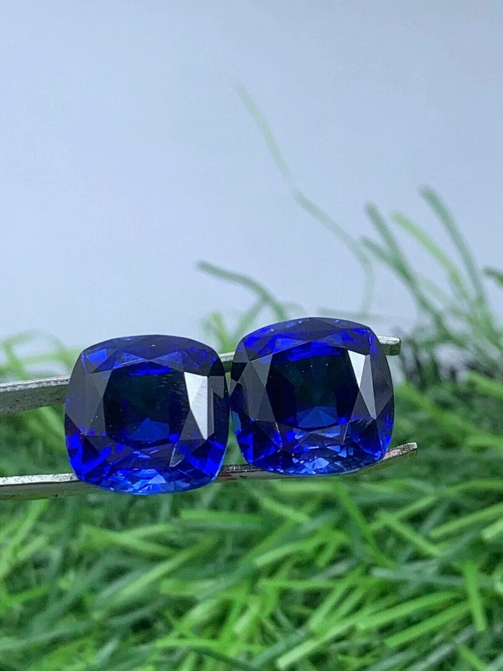 19.50 Ct (2 Pcs) Cushion Cut Natural Certified Blue Sapphire Loose Gemstone
