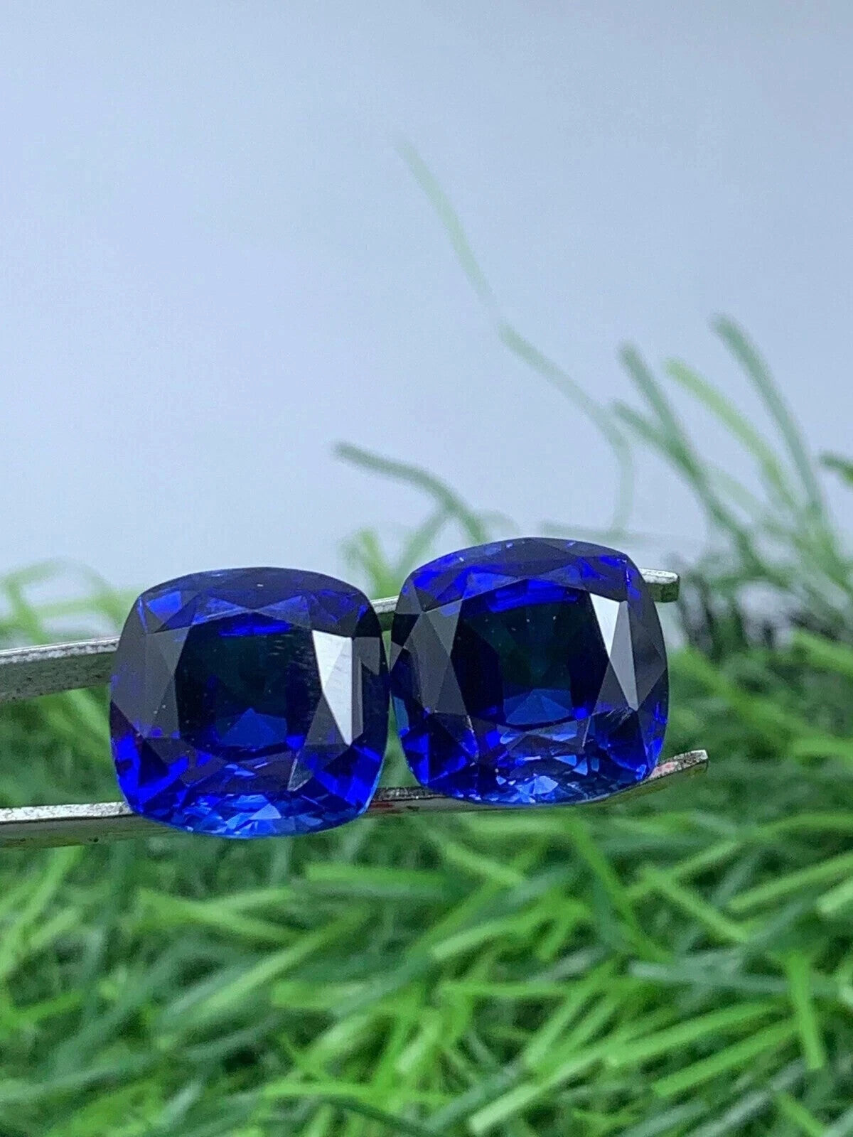 19.50 Ct (2 Pcs) Cushion Cut Natural Certified Blue Sapphire Loose Gemstone