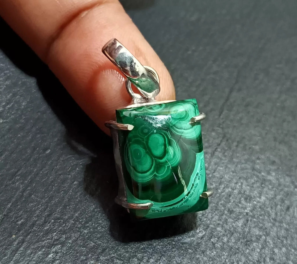 33.10Ct Natural Green Malachite Emerald Pendant In Solid Silver Gems For Jewelry