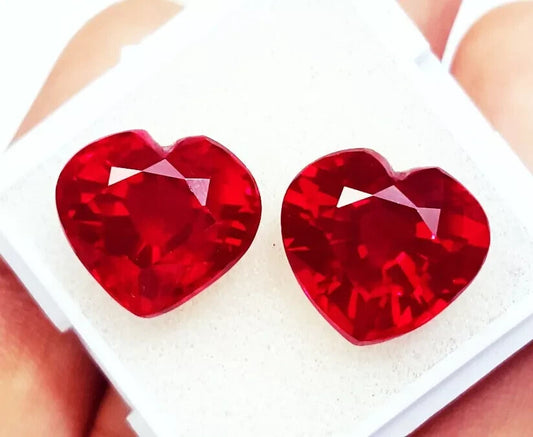 18 Ct Natural Red Ruby Excellent Heart Cut Certified Pair Loose Gemstone H15