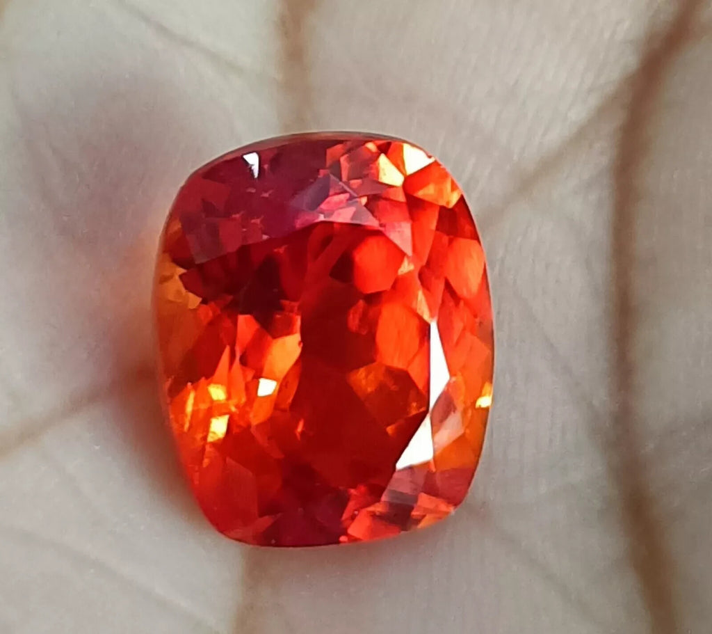 Flawless Natural Ceylon Orange Sapphire Cushion Cut 8.00 Ct Loose A++ GEMSTONE