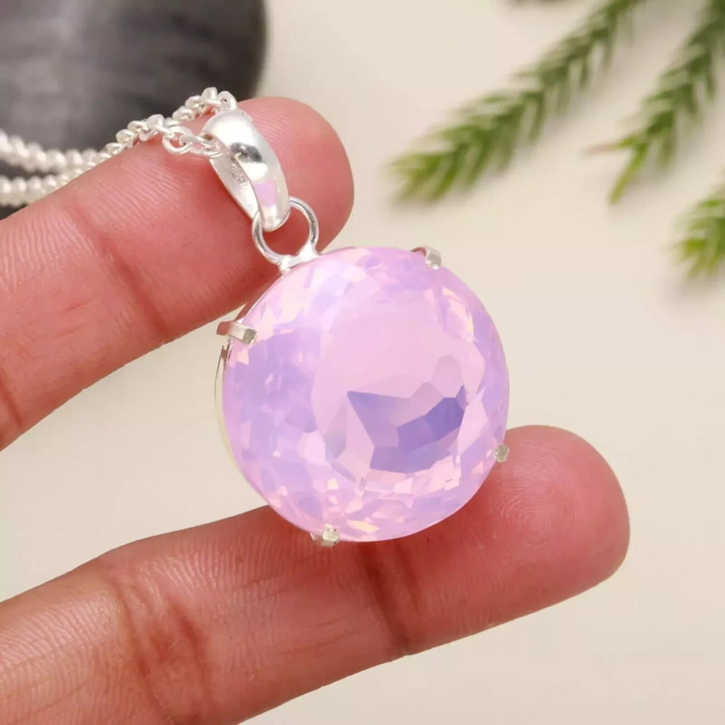 Certified 70.90 Ct Natural Opal Round Cut 925 Solid Silver Pendant Gemstone