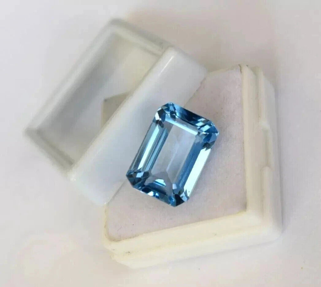 Brazilian Natural 13.15 Ct Blue Aquamarine Emerald Cut Loose Gemstone