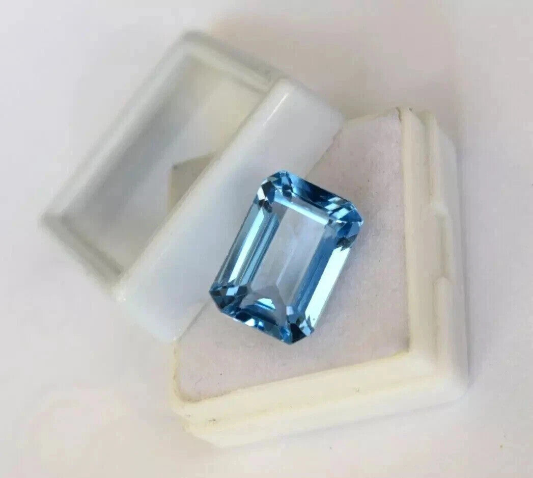 Brazilian Natural 13.15 Ct Blue Aquamarine Emerald Cut Loose Gemstone