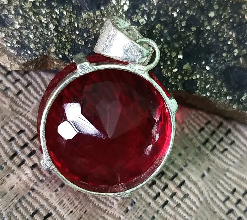 Certified Natural 84 Ct Brazilian Red Round Cut Topaz Pendant Loose Gemstone