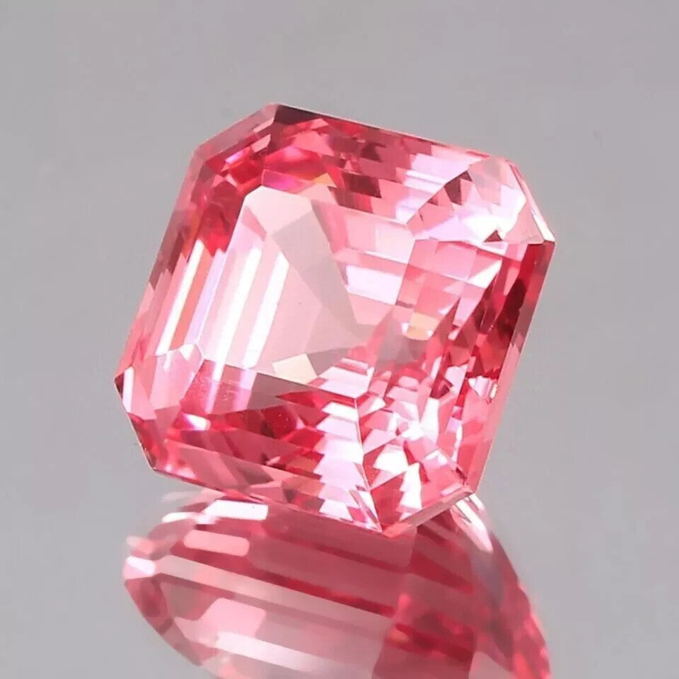 12 x 12 mm Certified Natural Padparadscha Sapphire 9.5 Ct Asscher Loose Gemstone