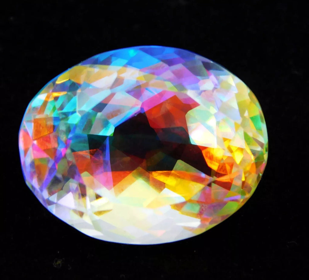 53.20 Ct Loose Gemstone Natural Rainbow Mystic Topaz Certified Oval Cut