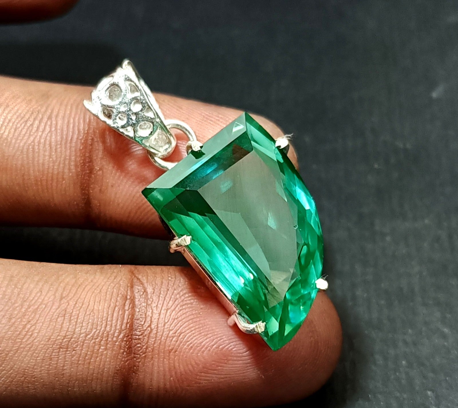 Certified 39.25 Natural Paraiba Tourmaline 925 Silver Pendant Loose Gemstone