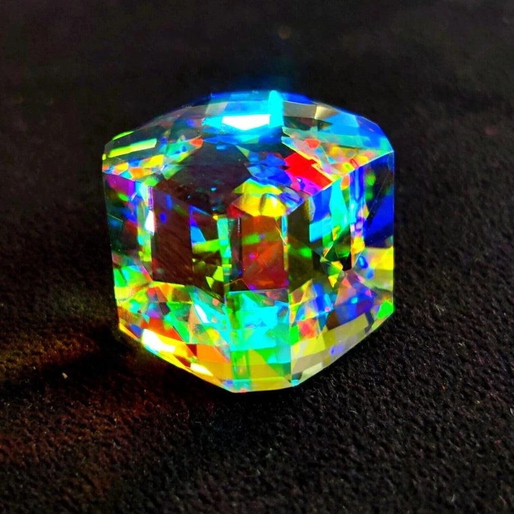 Certified 50 Ct Natural Rainbow Color Cube Cut Mystic Topaz Loose Gemstone