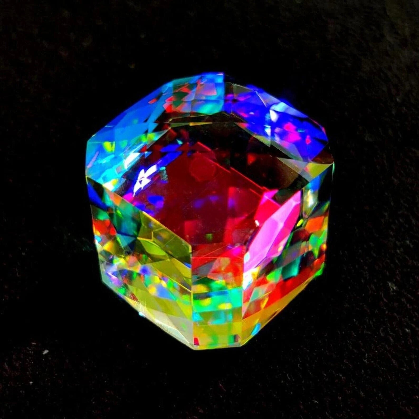 Certified 100 Ct Natural Rainbow Color Cube Cut Mystic Topaz Loose Gemstone