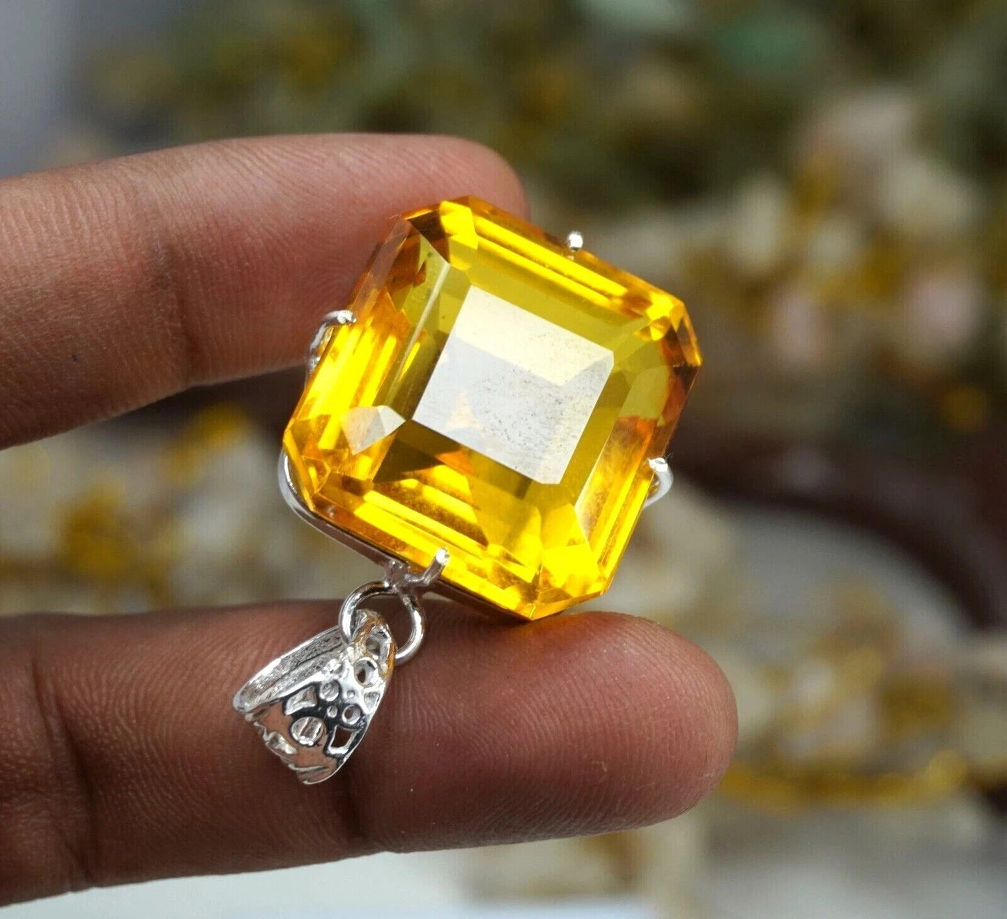 Yellow Topaz Pendant 90.85 Ct+ Radiant Cut Natural Brazilian Loose Gemstone