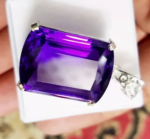 Hand Made40.45 Ct Natural Purple Amethyst In Solid Silver Solitaire Pendant Gems