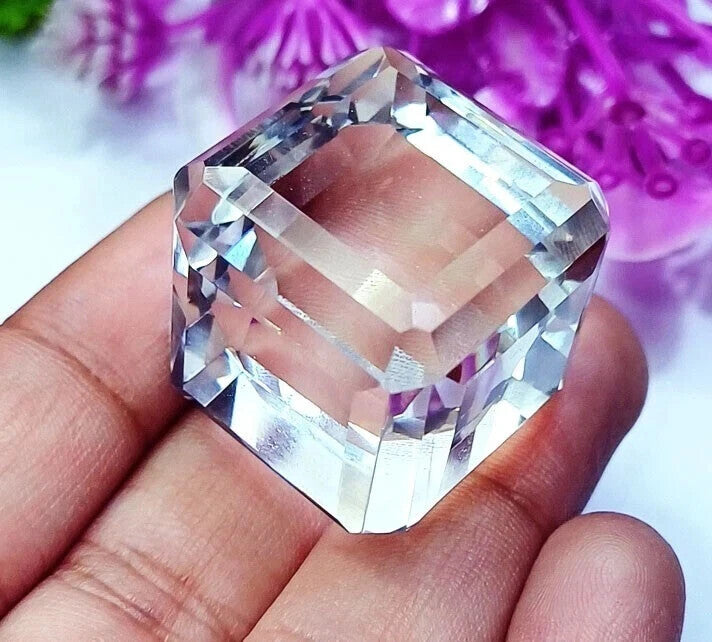 100 Ct Cube Cut Natural EGL Certified Brazilian White Color Topaz Loose Gemstone