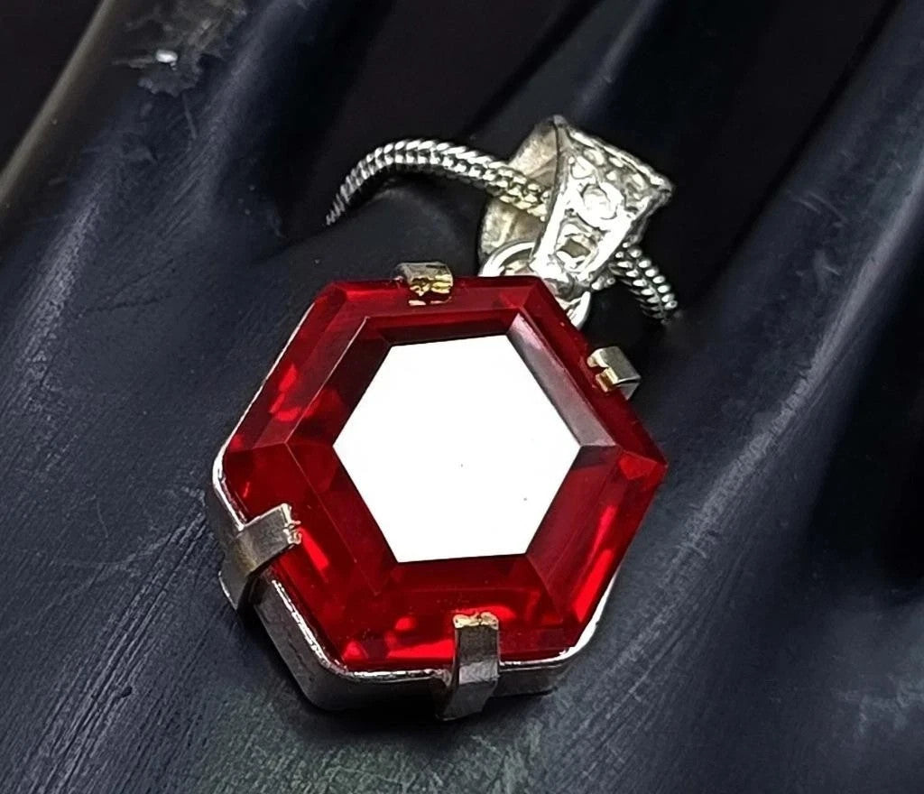 25.90 Ct Natural Ruby Hexagon Necklace Silver Jewelry Handmade loose Gemstone