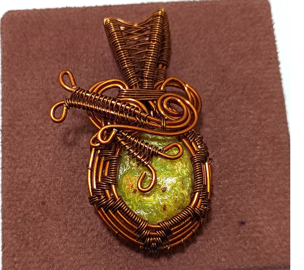 63.00 Ct Copper Rambo Agate Gems Copper Wire wrapped Handmade Jewelry Pendant